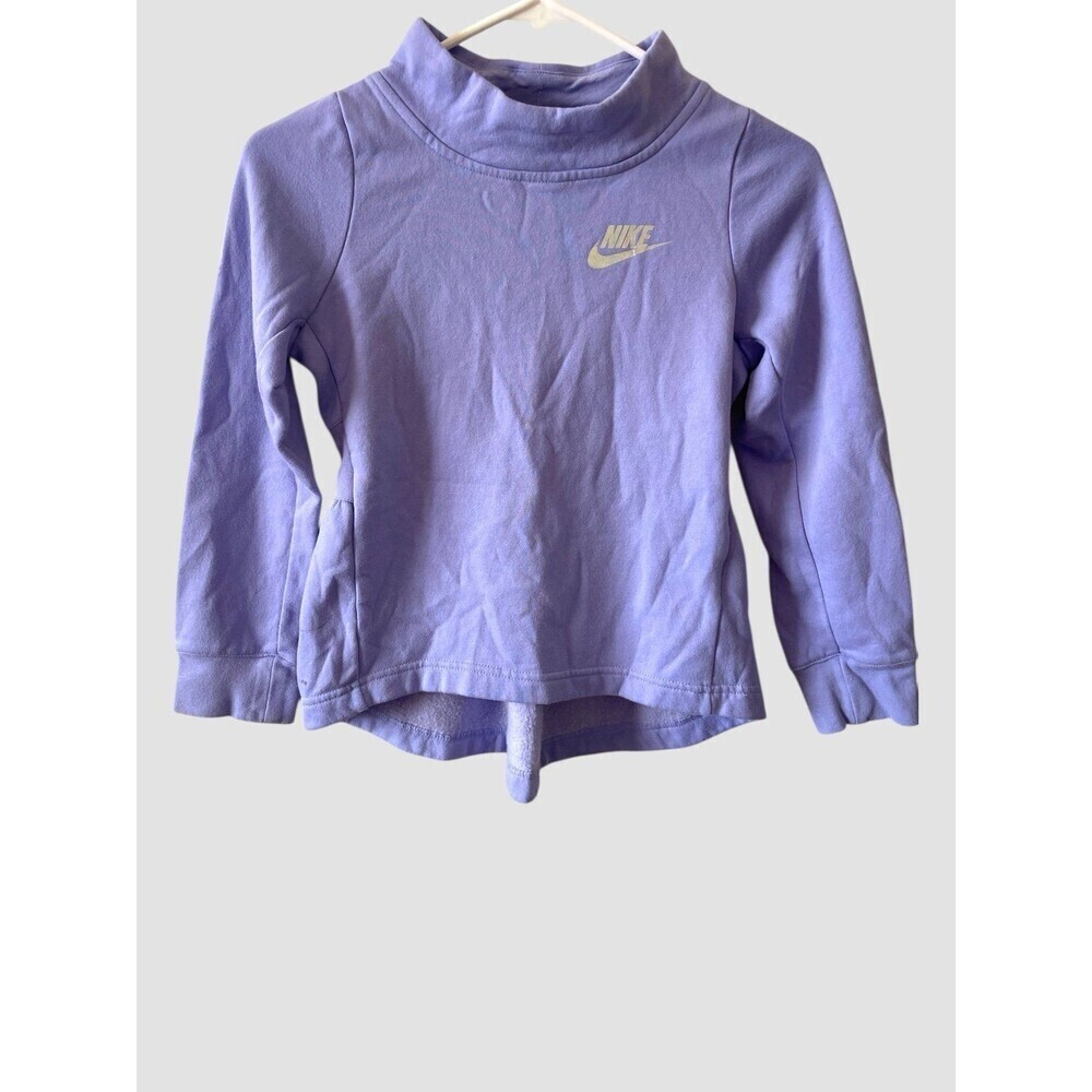 Nike Girl's Pullover Hi Lo Mock Neck Ruffle Back Sweatshirt  SM Lilac Purple